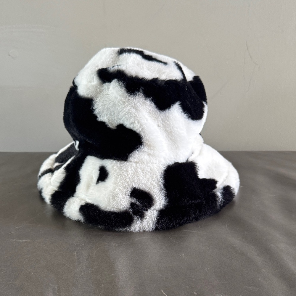 Cow Print Fuzzy Hat
